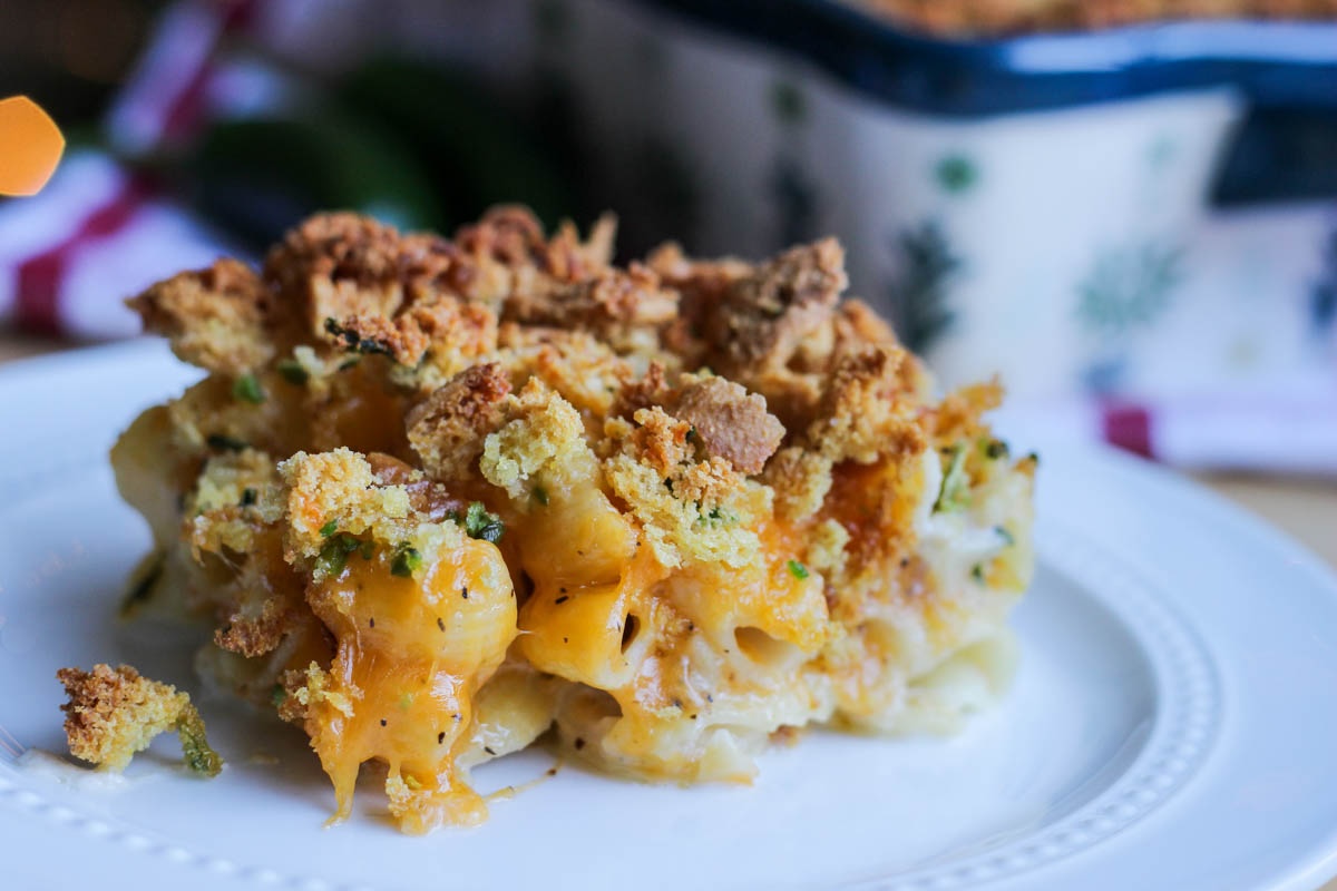 bbq-macaroni-bake-with-cornbread-topping-recipe