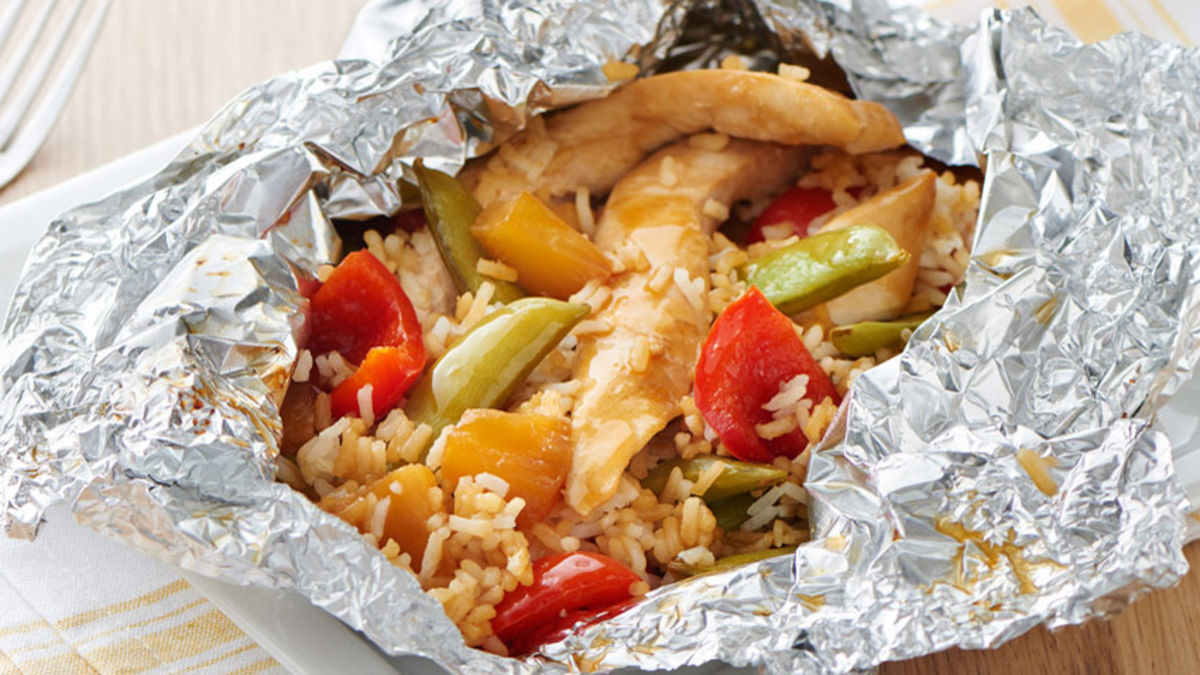 foiled-bbq-chicken-with-corn-on-the-cob-and-pinto-beans-recipe