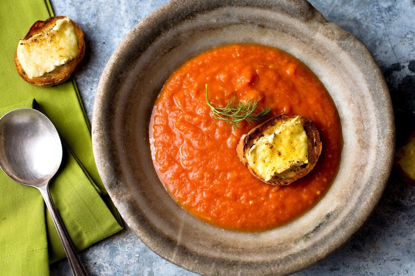 spicy-tomato-bisque-with-grilled-brie-toast-recipe